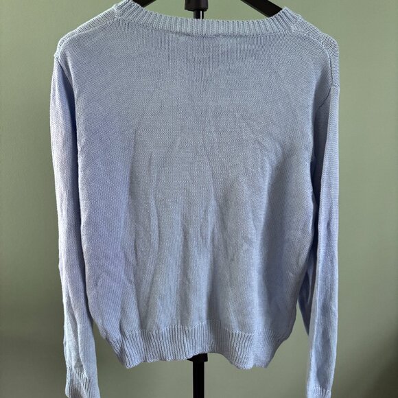 NWT Gilli American Flag Knit Sweater Baby Blue Long Sleeve Patriotic Large FLAW - Picture 6 of 10